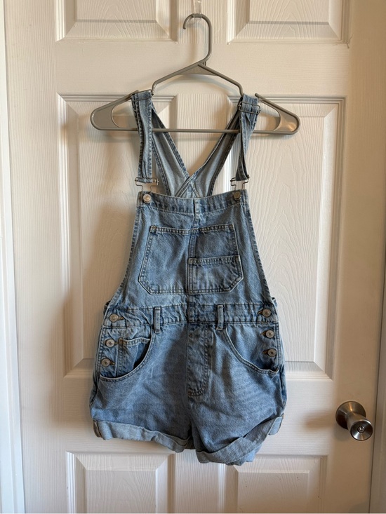 We The Free Pants - We The Free Light Blue Denim Short Overalls
